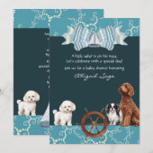 Nautische zeilboot en honden Boy Baby shower Kaart (Voorkant / Achterkant)