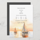 Nautische zeilboot-geïnspireerd Zee Horizon bruilo Kaart (Voorkant / Achterkant)