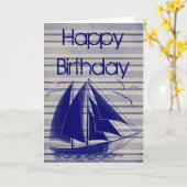 Nautische zeilboot Happy Birthday Kaart (Gele Bloem)