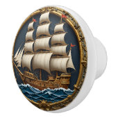 Nautische zeilboot keramische knop (Rechts)