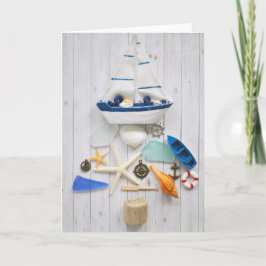 Nautische Zeilboot Kerstboom Vakantie Kaart