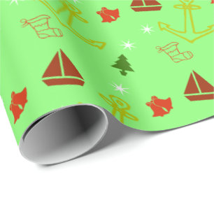 Nautische Zeilboot Kerstcadeau Verpakking Cadeaupapier
