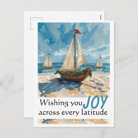Nautische Zeilboot Kerstpost Kaart (Voorkant / Achterkant)