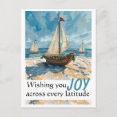Nautische Zeilboot Kerstpost Kaart (Voorkant)