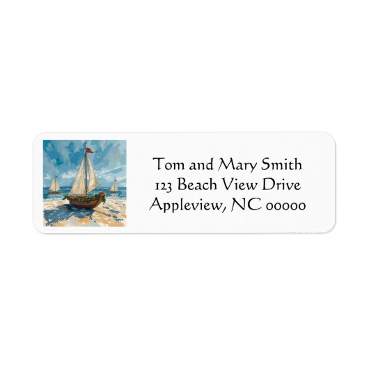 Nautische Zeilboot Kerstretour Adres Label (Voorkant)