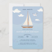 Nautische zeilboot Kids Verjaardag Uitnodiging (Voorkant)