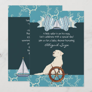 Nautische zeilboot Labrador Dog Baby shower Kaart