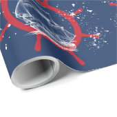 Nautische zeilboot Marine Blauw Cadeaupapier (Rol Hoek)