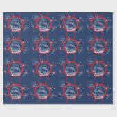 Nautische zeilboot Marine Blauw Cadeaupapier (Vlak)