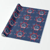 Nautische zeilboot Marine Blauw Cadeaupapier (Uitgerold)