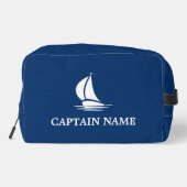 Nautische zeilboot marine blauwe toilettas kit toilettasje (Achterkant)