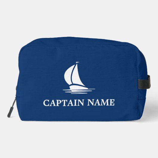 Nautische zeilboot marine blauwe toilettas kit toilettasje (Achterkant)