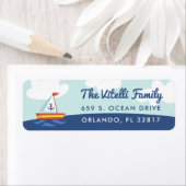 Nautische zeilboot met anker etiket (Insitu)