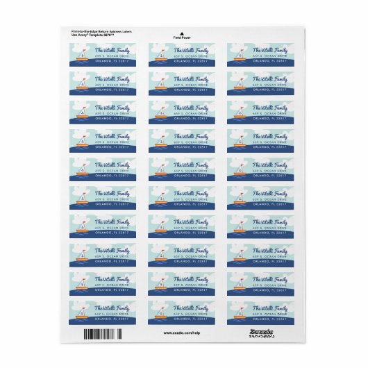 Nautische zeilboot met anker etiket (Full Sheet)