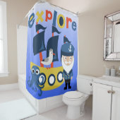 Nautische zeilboot met kapitein douchegordijn (In situ)