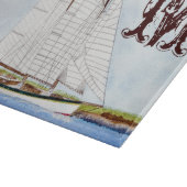 Nautische zeilboot Monogram Glas Snijplank (Hoek)