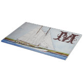 Nautische zeilboot Monogram Glas Snijplank (Hoek)