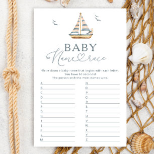 Nautische zeilboot naam race Baby shower spel