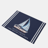 Nautische zeilboot Navy Blue Custom Lake House Deurmat (Schuin)