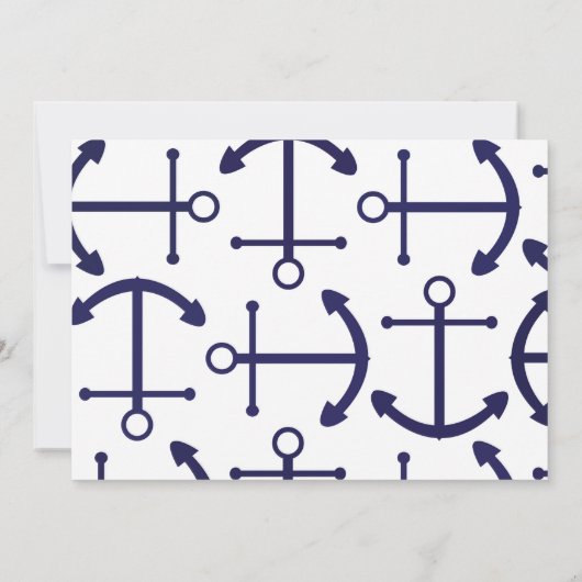 Nautische zeilboot Navy Stripe Foto uitnodiging (Achterkant)