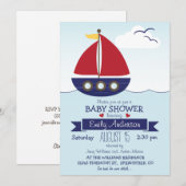 Nautische zeilboot, Ocean Baby shower of Sprinkle Kaart (Voorkant / Achterkant)