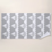 Nautische zeilboot patroon grijs strandlaken (Voorkant)