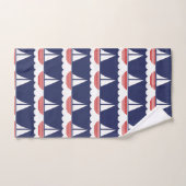 Nautische zeilboot Patroon Marine Blauw en Rood Bad Handdoek (Handdoek)