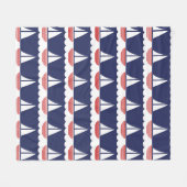 Nautische zeilboot Patroon Marine Blauw en Rood Fleece Deken (Voorkant (Horizontaal))