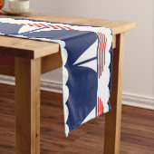 Nautische zeilboot Patroon Marine Blauw en Rood Korte Tafelloper (Voorbeeld)