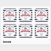 Nautische zeilboot Red Navy Dank u Vierkante Sticker (Vel)