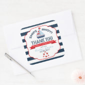 Nautische zeilboot Red Navy Dank u Vierkante Sticker (Envelop)