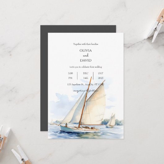 Nautische zeilboot Regatta op serene oceaan, bruil Kaart (Voorkant / Achterkant in situ)