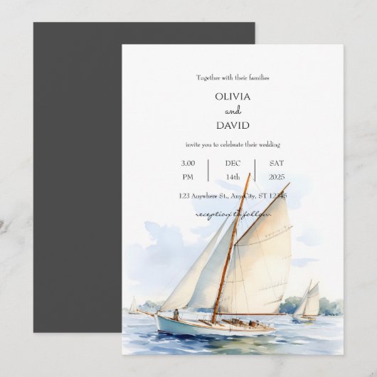 Nautische zeilboot Regatta op serene oceaan, bruil Kaart (Voorkant / Achterkant)