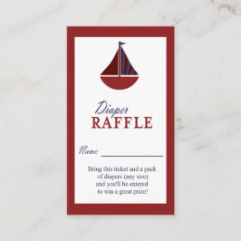 Nautische Zeilboot Rood & Blauw Luier Raffle Ticke Informatiekaartje