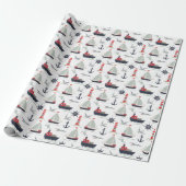 Nautische zeilboot Sailor Baby Boy Douche Party Cadeaupapier (Uitgerold)
