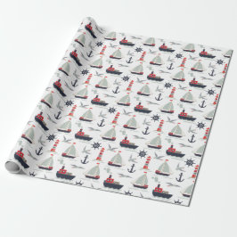 Nautische zeilboot Sailor Baby Boy Douche Party Cadeaupapier