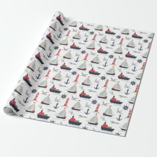 Nautische zeilboot Sailor Baby Boy Douche Party Cadeaupapier
