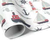 Nautische zeilboot Sailor Baby Boy Douche Party Cadeaupapier (Rol Hoek)