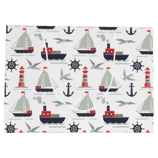 Nautische zeilboot Sailor Baby Boy Douche Party Groot Cadeauzakje (Achterkant)