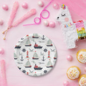 Nautische zeilboot Sailor Baby Boy Douche Party Papieren Bordje (Feest)