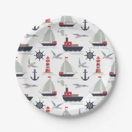 Nautische zeilboot Sailor Baby Boy Douche Party Papieren Bordje