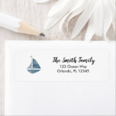 Nautische zeilboot schilderij retouradres etiket (Insitu)