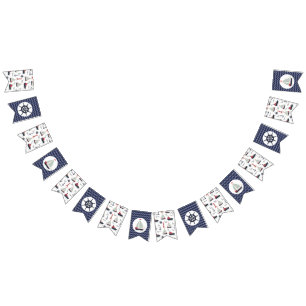 Nautische zeilboot Schip Wiel Baby Jongen Douche P Vlaggetjes