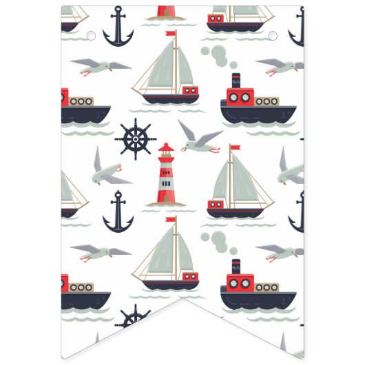 Nautische zeilboot Schip Wiel Baby Jongen Douche P Vlaggetjes (Eerste vlag)