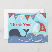 Nautische zeilboot strand Ocean Whale Dank u Briefkaart (Voorkant / Achterkant)