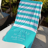 Nautische zeilboot streep Aqua Blue Monogram Strandlaken