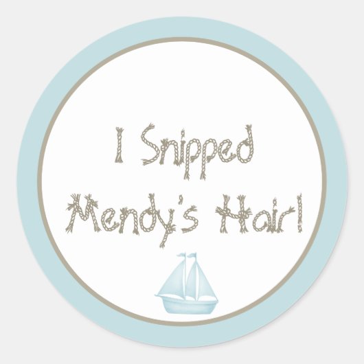 Nautische zeilboot upsherin ronde sticker (Voorkant)