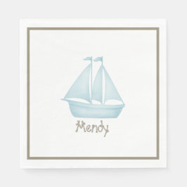 Nautische zeilboot upsherin servet