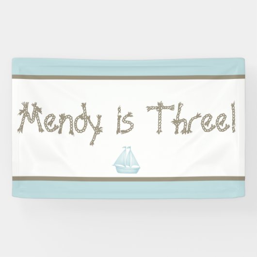 Nautische zeilboot upsherin spandoek (Horizontaal)