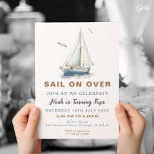 Nautische zeilboot Vaar op Verjaardag Uitnodigen